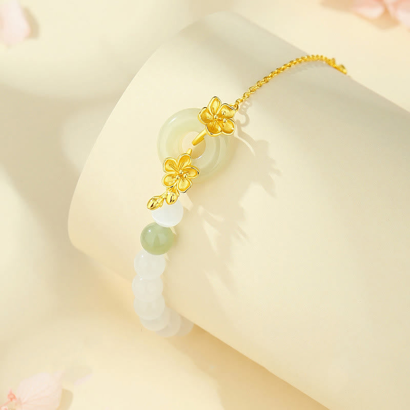 Bracelet d'amour en argent sterling 999 Buddha Stones, chrysobéryl, jade Hetian - image 1