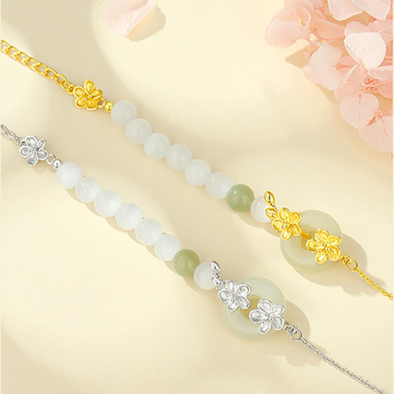 Bracelet d'amour en argent sterling 999 Buddha Stones, chrysobéryl, jade Hetian