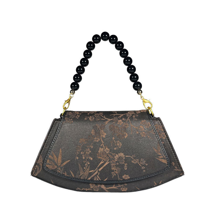Sac à bandoulière en soie Xiangyunsha avec chaîne en perles de Buddha Stones