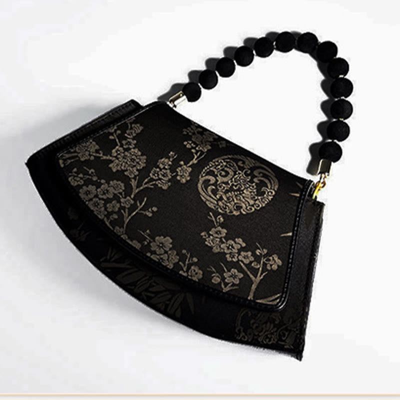 Sac à bandoulière en soie Xiangyunsha avec chaîne en perles de Buddha Stones