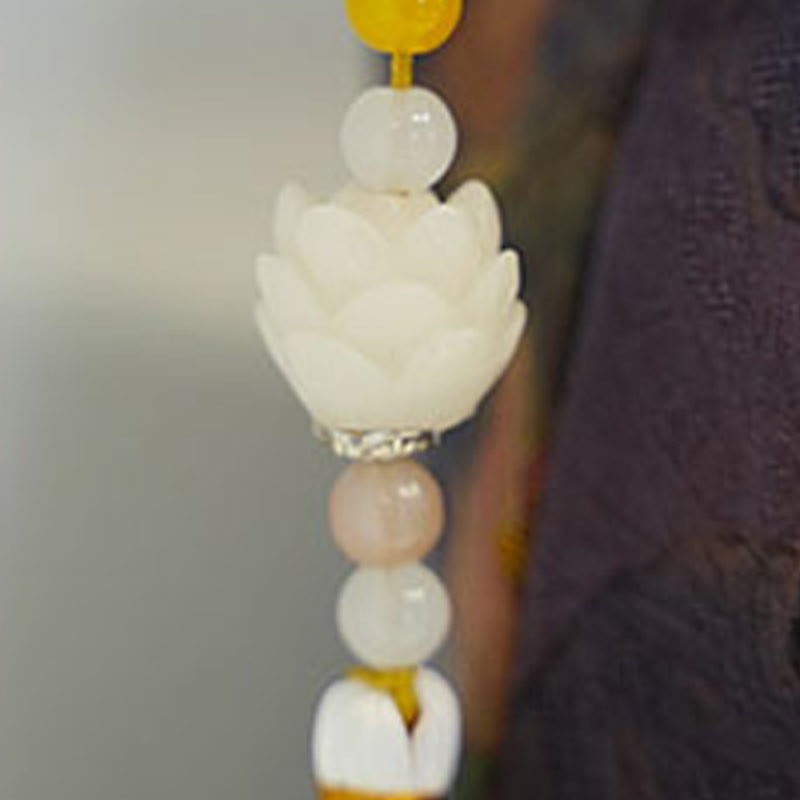 Sac à bandoulière en brocart de soie Xiangyunsha avec Buddha Stones, lotus, bambou, grue, cerf, papillon, montagne