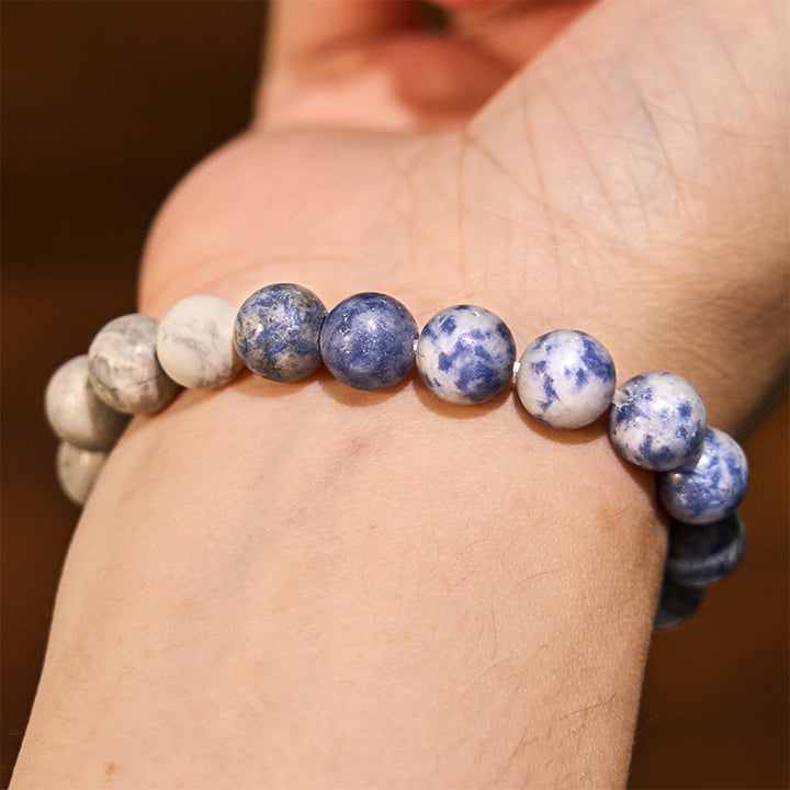 Bracelet Intuition en Buddha Stones Sodalite Jaspe Picasso Turquoise Blanche