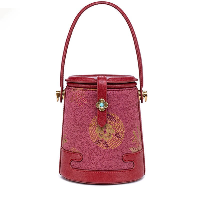 Sac à bandoulière en soie Xiangyunsha avec Buddha Stones, fleur de bambou, brocart