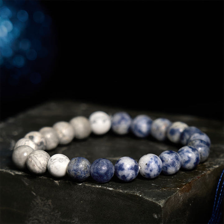 Bracelet Intuition en Buddha Stones Sodalite Jaspe Picasso Turquoise Blanche