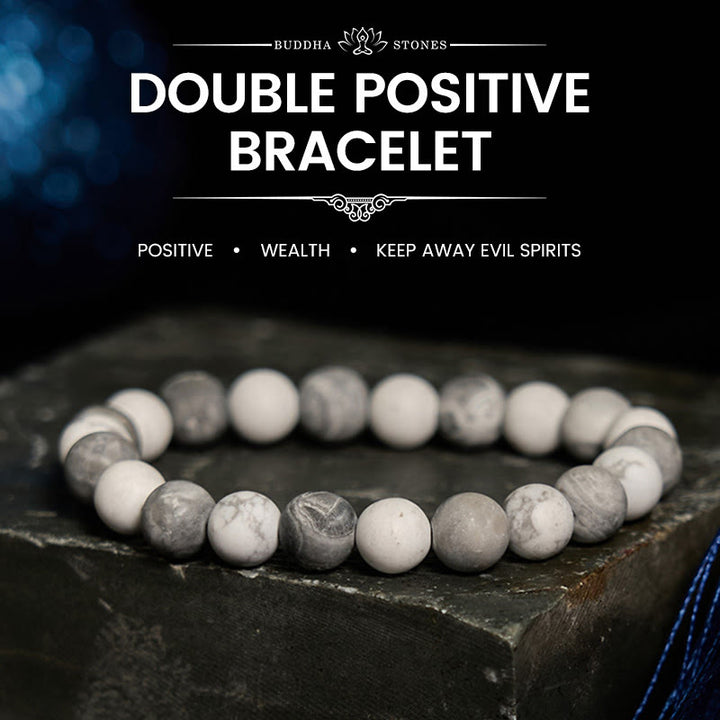 Bracelet Courage en Jaspe Picasso Blanc Turquoise Buddha Stones - image 0