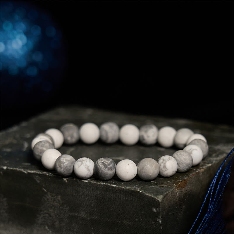 Bracelet Courage en Jaspe Picasso Blanc Turquoise Buddha Stones - image 1