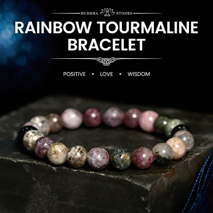 Bracelet positif en tourmaline arc-en-ciel Buddha Stones