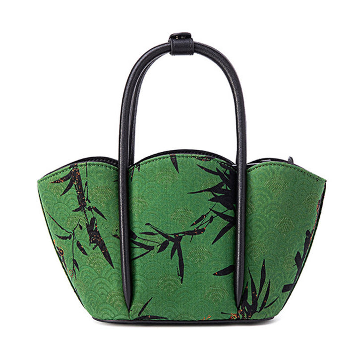 Sac à bandoulière en soie Xiangyunsha en forme de fleur de bambou avec Buddha Stones
