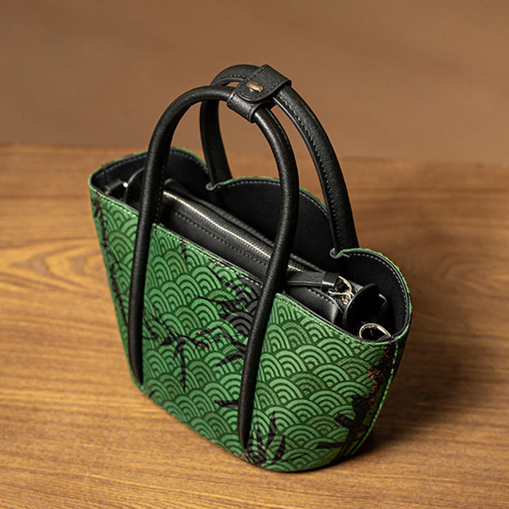 Sac à bandoulière en soie Xiangyunsha en forme de fleur de bambou avec Buddha Stones