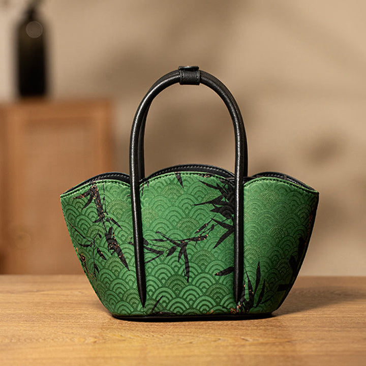 Sac à bandoulière en soie Xiangyunsha en forme de fleur de bambou avec Buddha Stones