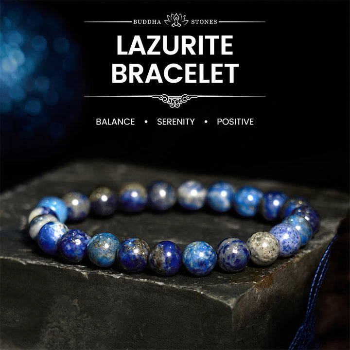 Bracelet en Buddha Stones , lazurite et lapis-lazuli pour une positivité positive - Lazurite (Tour de poignet : 14-16 cm) - image 0