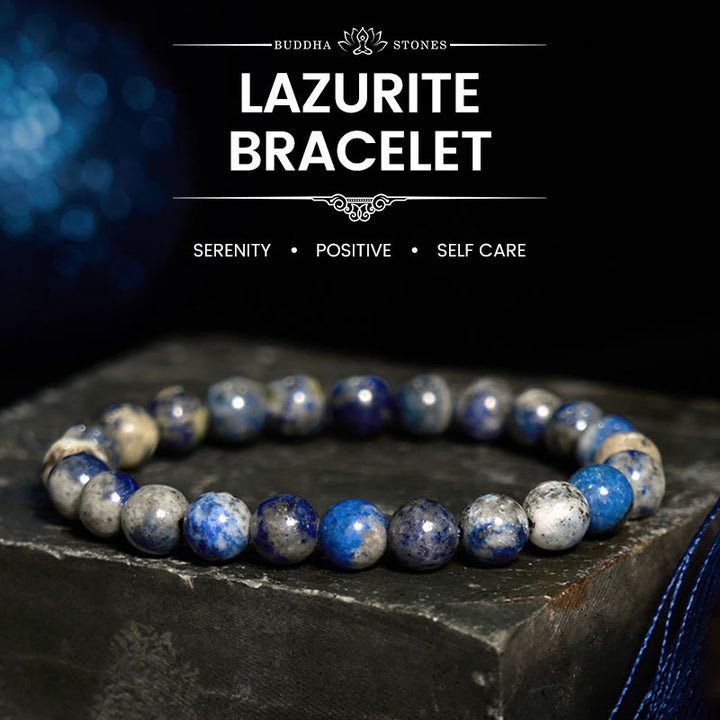Bracelet de bien-être positif en pierre de Bouddha, lazurite et lapis-lazuli - Lazurite (Tour de poignet : 14-16 cm) - image 0