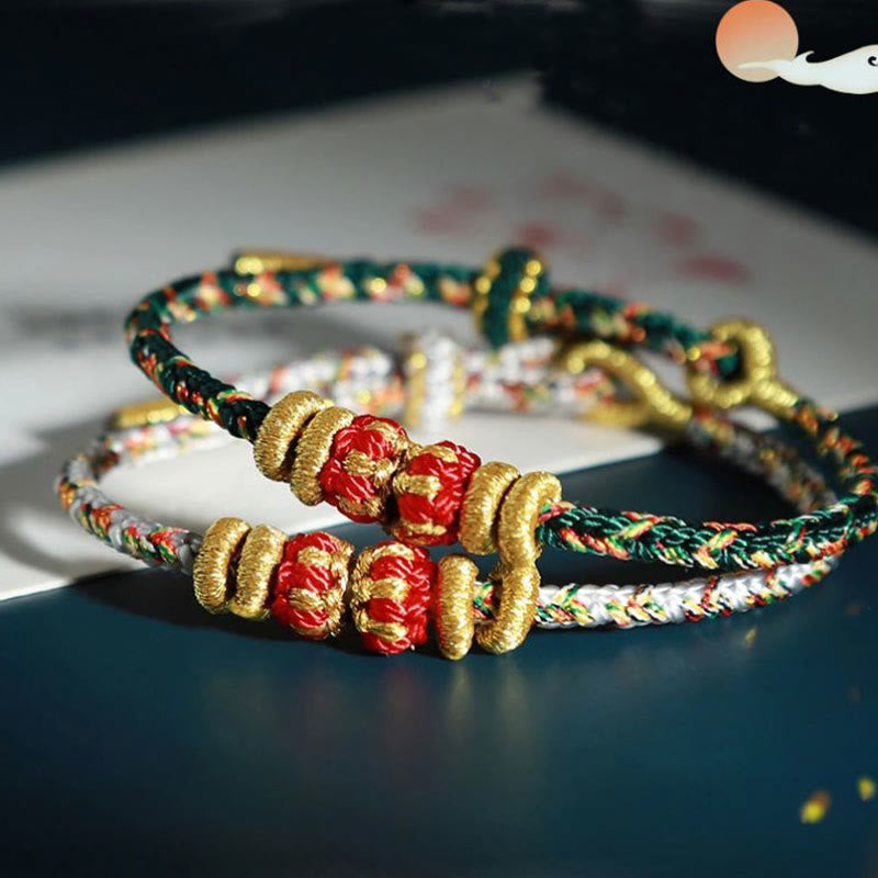 Bracelet porte-bonheur en Buddha Stones et losanges colorés du zodiaque chinois - image 0
