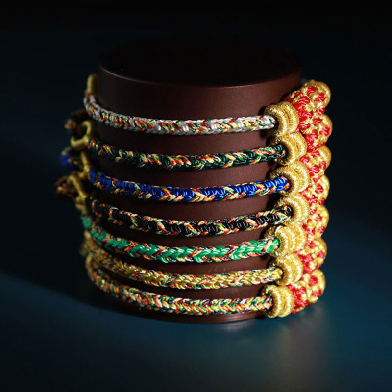 Bracelet porte-bonheur avec Buddha Stones et cordons colorés du zodiaque chinois - image 1
