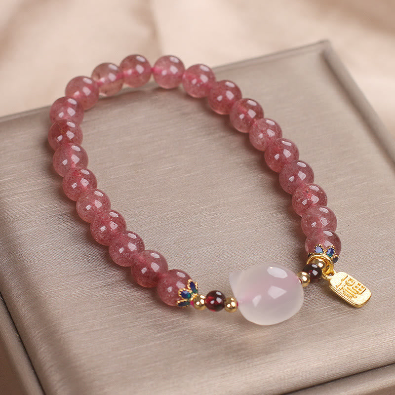 Bracelet de guérison en jade blanc et quartz Buddha Stones avec personnage de chat Fu - image 9