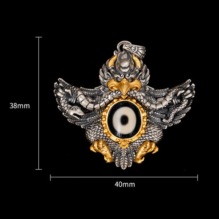 Collier pendentif de protection en perles dzi avec oiseau Garuda en argent sterling 925 et Buddha Stones - image 9