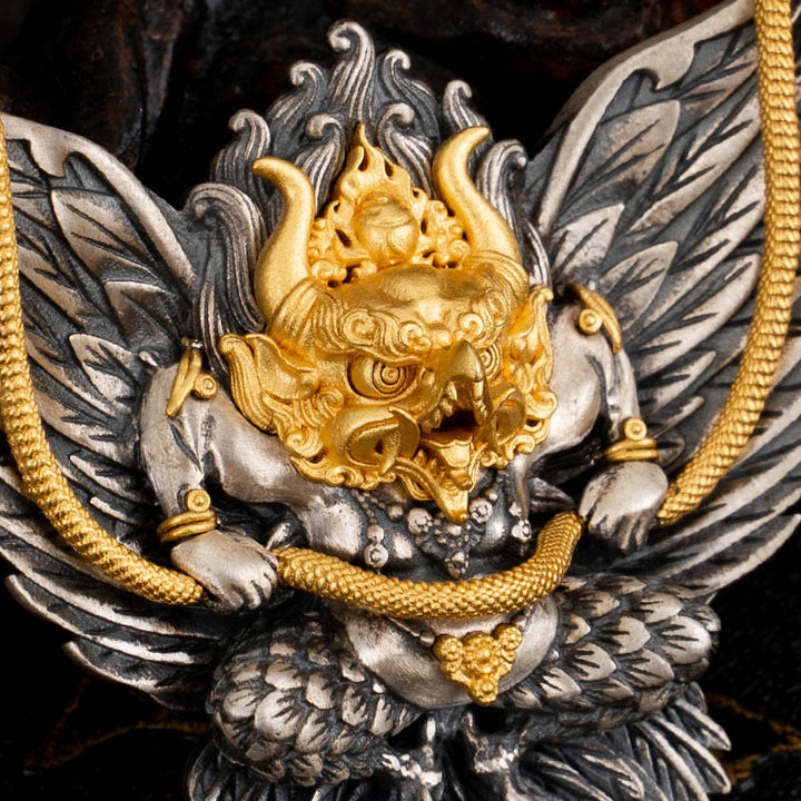 Collier pendentif tibétain en argent sterling 925 Buddha Stones , oiseau, dragon, serpent, sagesse - image 7