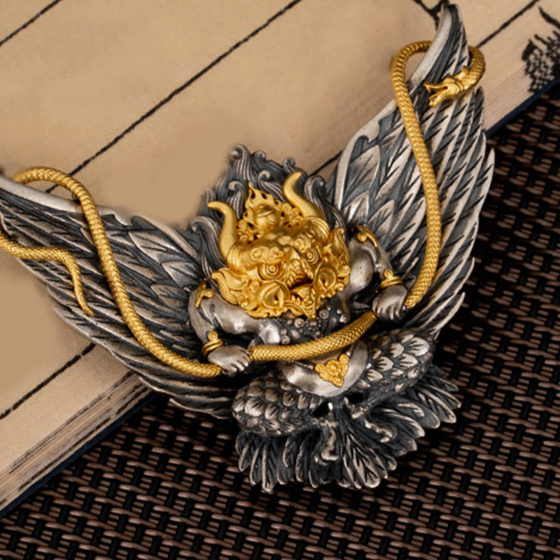 Collier pendentif tibétain en argent sterling 925 Buddha Stones , oiseau, dragon, serpent, sagesse - image 5