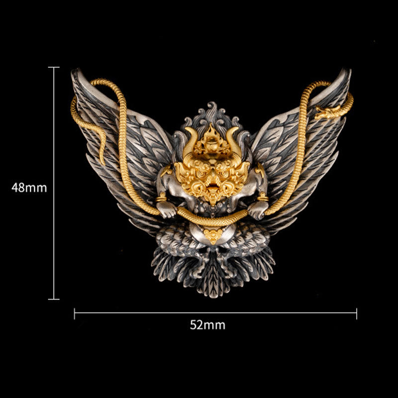 Collier pendentif tibétain en argent sterling 925 Buddha Stones , oiseau, dragon, serpent, sagesse - image 7