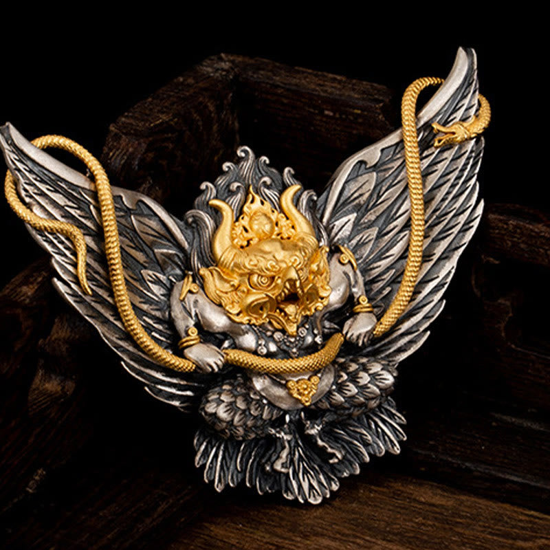 Collier pendentif tibétain en argent sterling 925 Buddha Stones , oiseau, dragon, serpent, sagesse - image 4