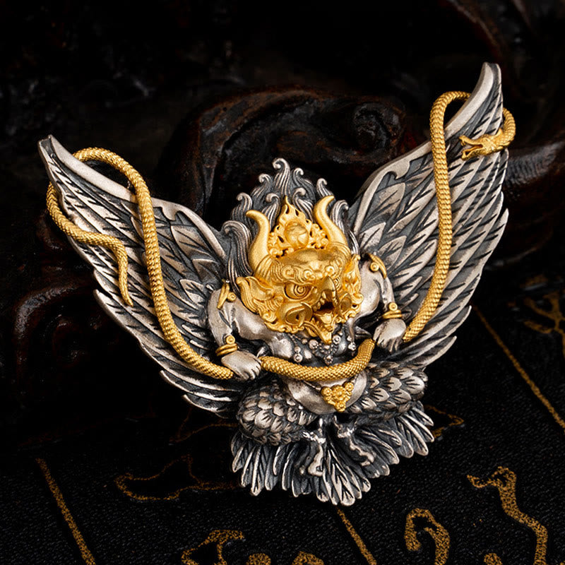 Collier pendentif tibétain en argent sterling 925 Buddha Stones , oiseau, dragon, serpent, sagesse - image 4