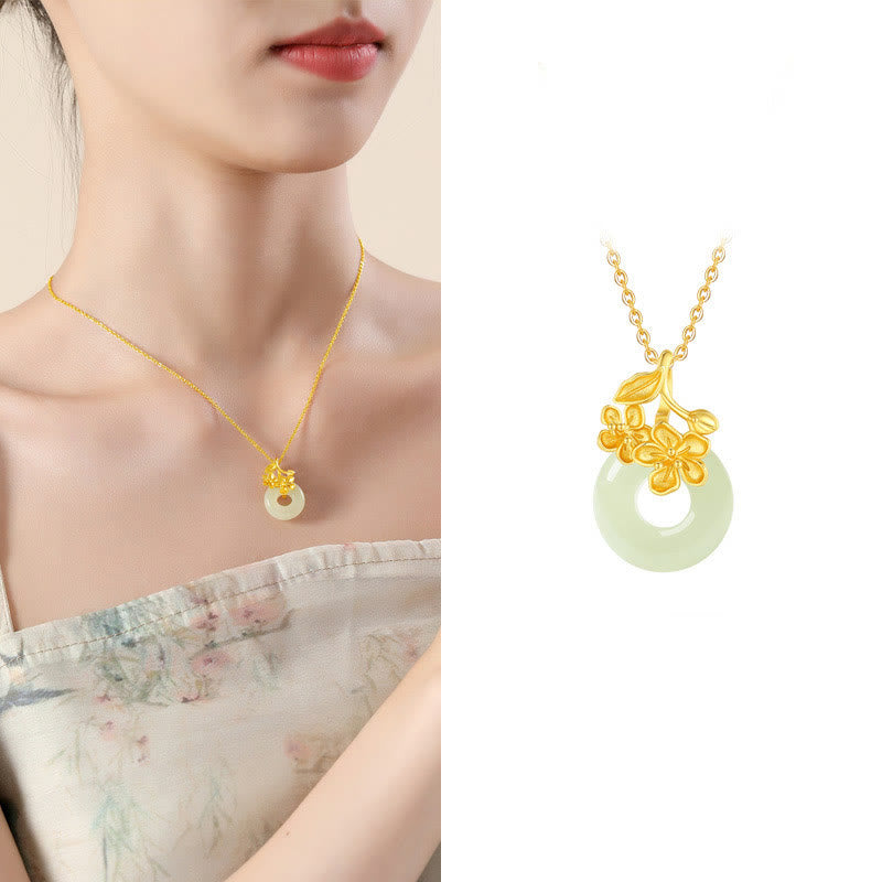 Collier avec pendentif en argent sterling 999 et jade Hetian en Buddha Stones