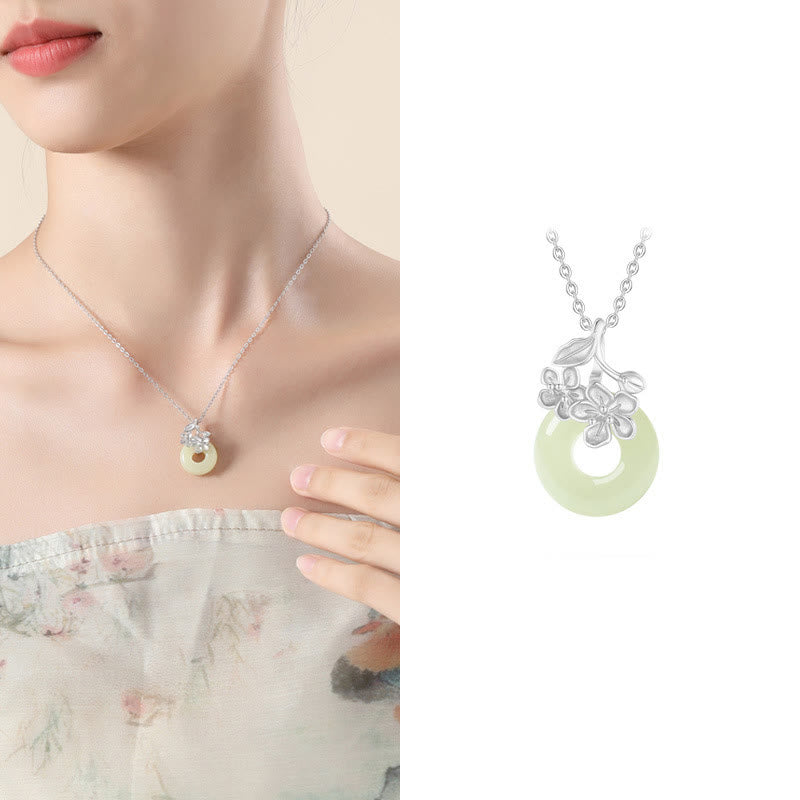 Collier avec pendentif en argent sterling 999 et jade Hetian en Buddha Stones