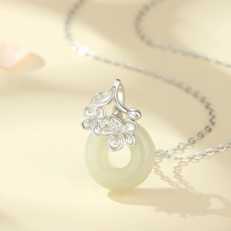 Collier avec pendentif en argent sterling 999 et jade Hetian en Buddha Stones