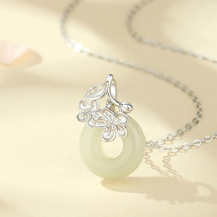 Collier avec pendentif en argent sterling 999 et jade Hetian en Buddha Stones