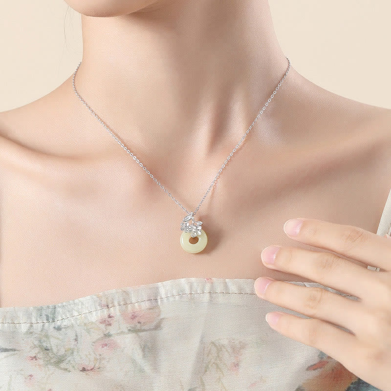 Collier avec pendentif en argent sterling 999 et jade Hetian en Buddha Stones