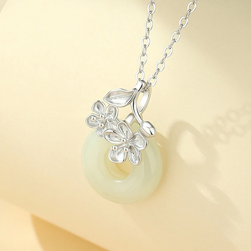 Collier avec pendentif en argent sterling 999 et jade Hetian en Buddha Stones