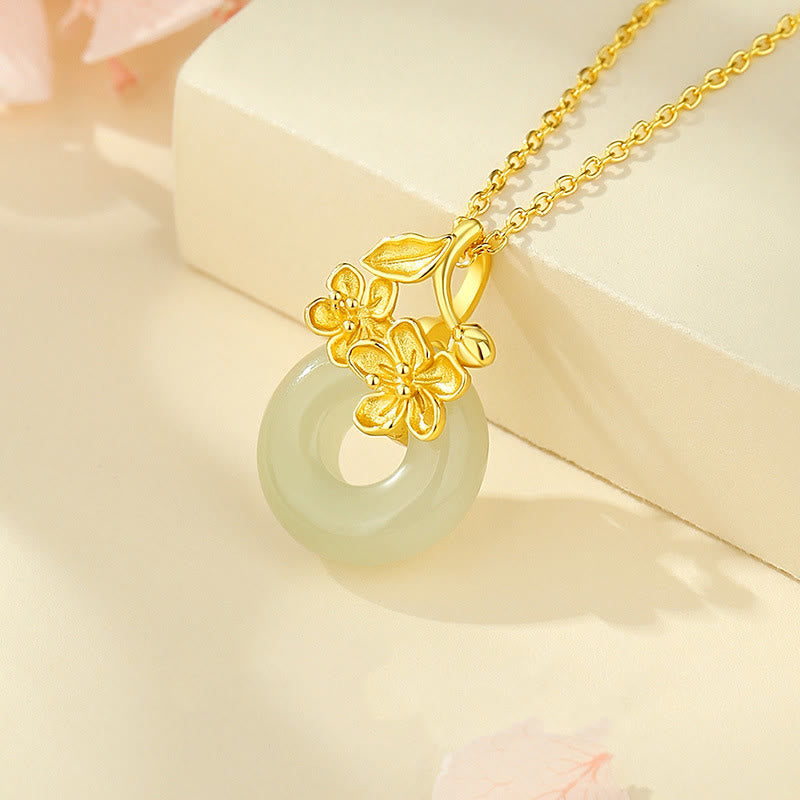 Collier avec pendentif en argent sterling 999 et jade Hetian en Buddha Stones - image 1