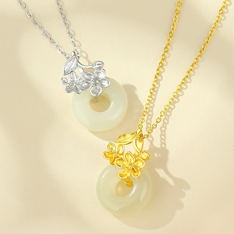 Collier avec pendentif en argent sterling 999 et jade Hetian en Buddha Stones