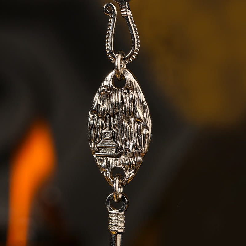 Collier pendentif de protection en perles dzi avec oiseau Garuda en argent sterling 925 et Buddha Stones