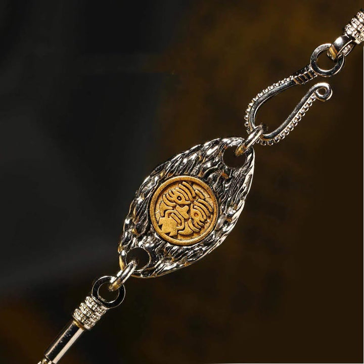 Collier pendentif de protection en perles dzi avec oiseau Garuda en argent sterling 925 et Buddha Stones