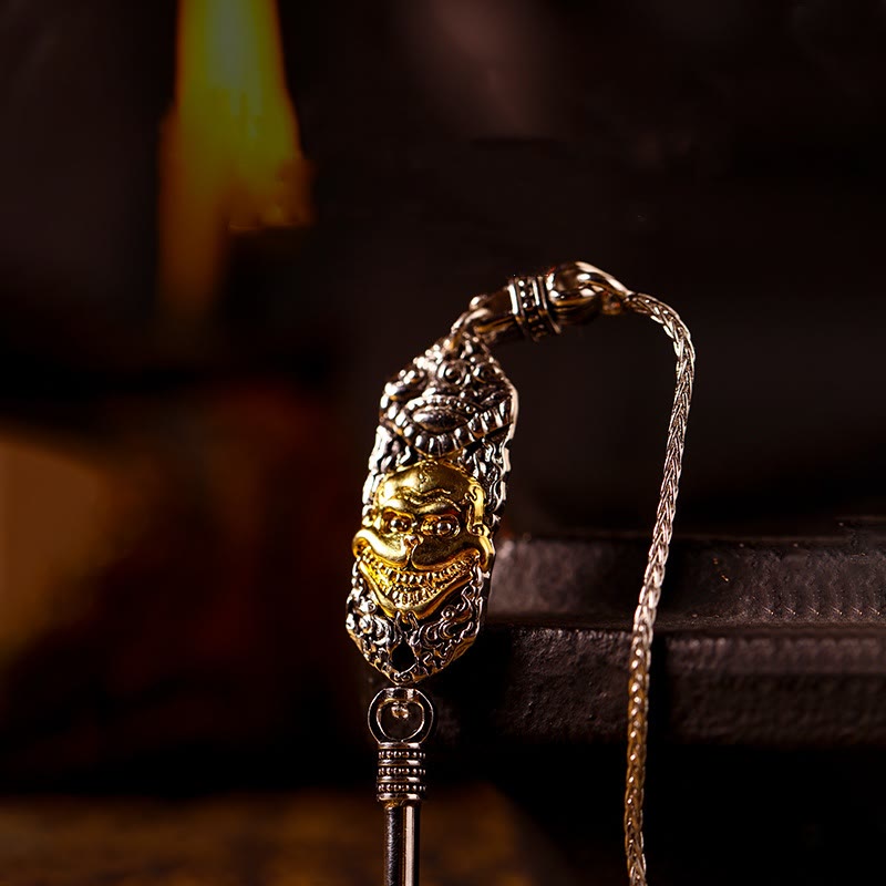 Collier pendentif de protection en perles dzi avec oiseau Garuda en argent sterling 925 et Buddha Stones