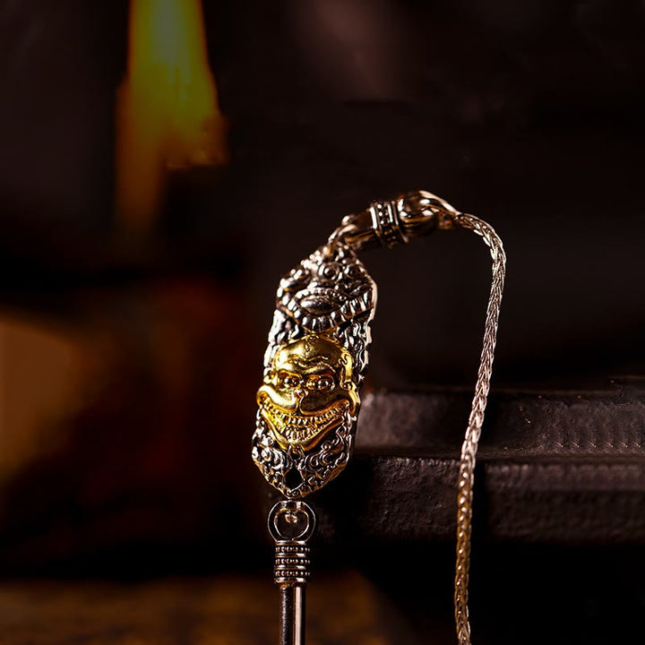 Collier pendentif de protection en perles dzi avec oiseau Garuda en argent sterling 925 et Buddha Stones