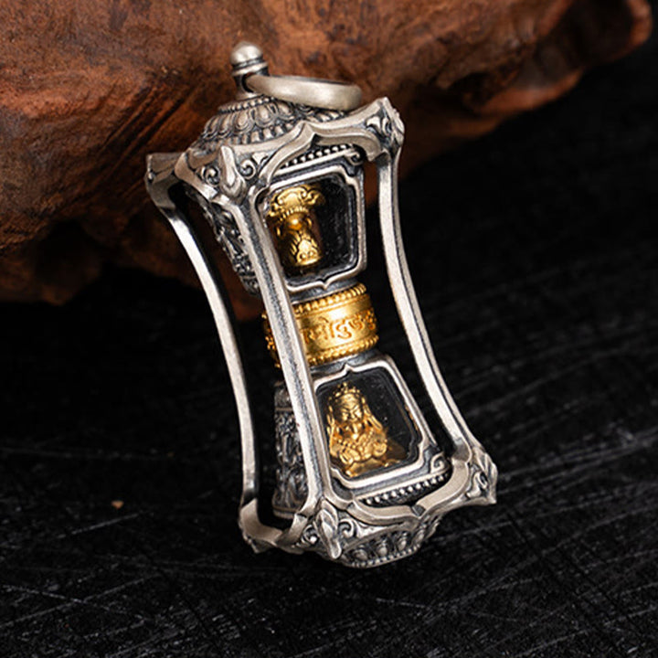 Collier pendentif tibétain en argent sterling 925 avec Buddha Stones et bénédiction de la déesse Zakiram