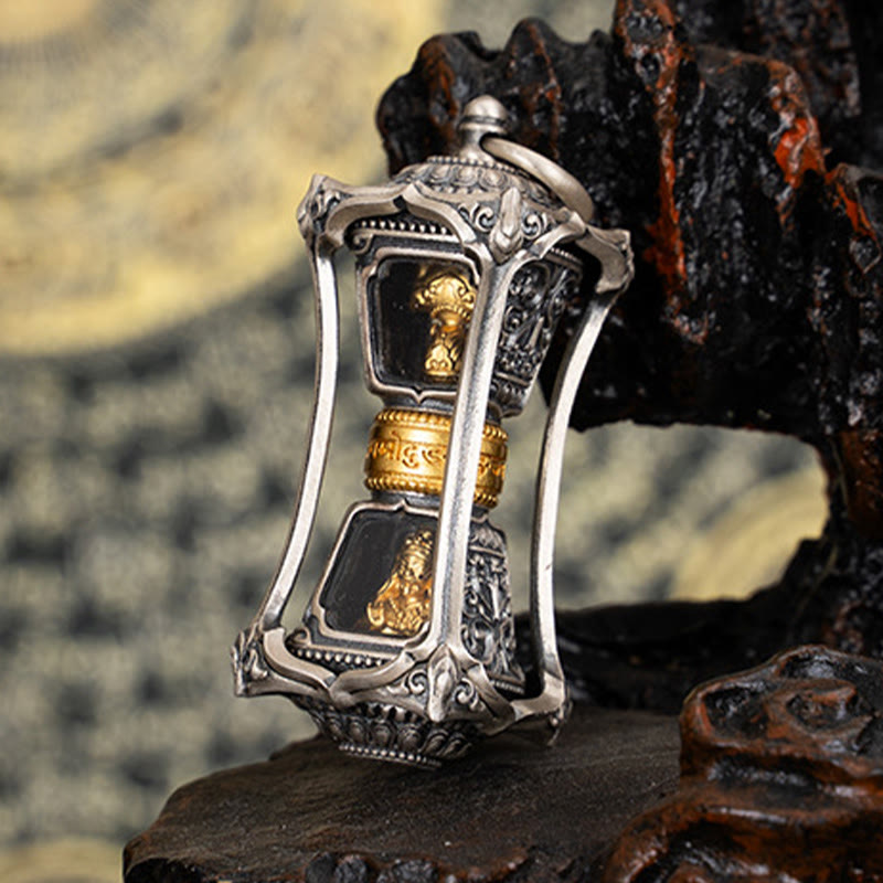 Collier pendentif tibétain en argent sterling 925 avec Buddha Stones et bénédiction de la déesse Zakiram