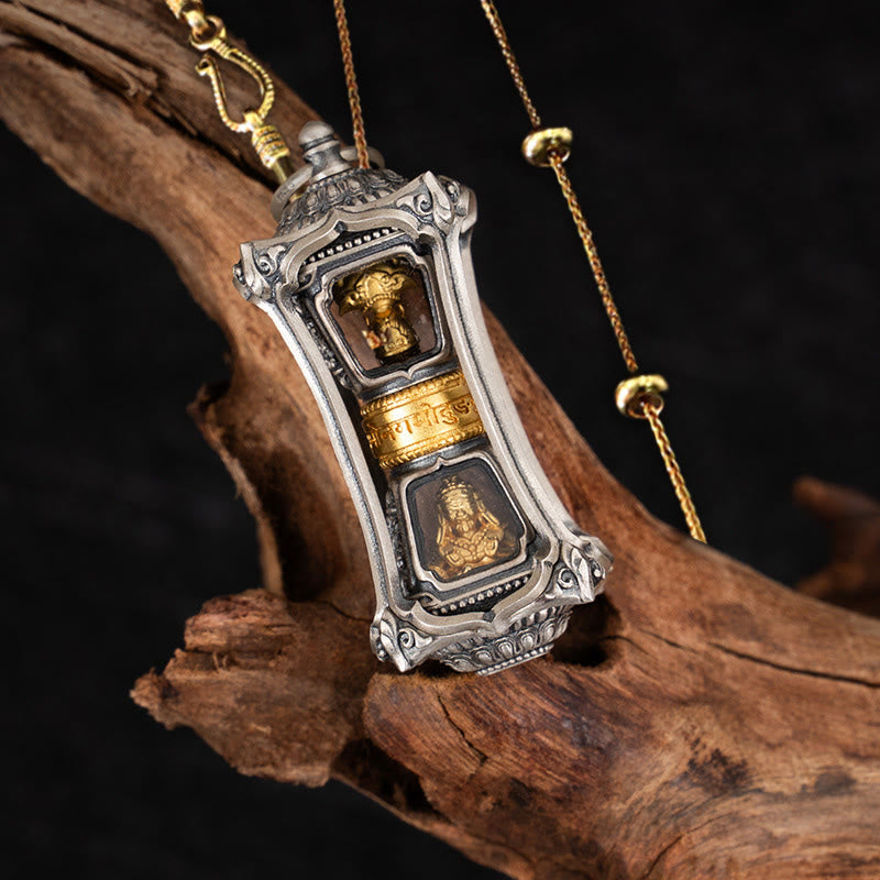 Collier pendentif tibétain en argent sterling 925 avec Buddha Stones et bénédiction de la déesse Zakiram - Chaîne en cuivre doré Zakiram de 58 cm - image 13