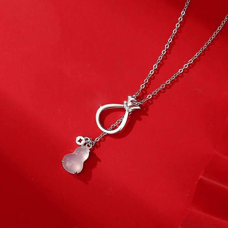Collier pendentif porte-bonheur en argent sterling 925 Buddha Stones, agate rouge, calcédoine, gourde