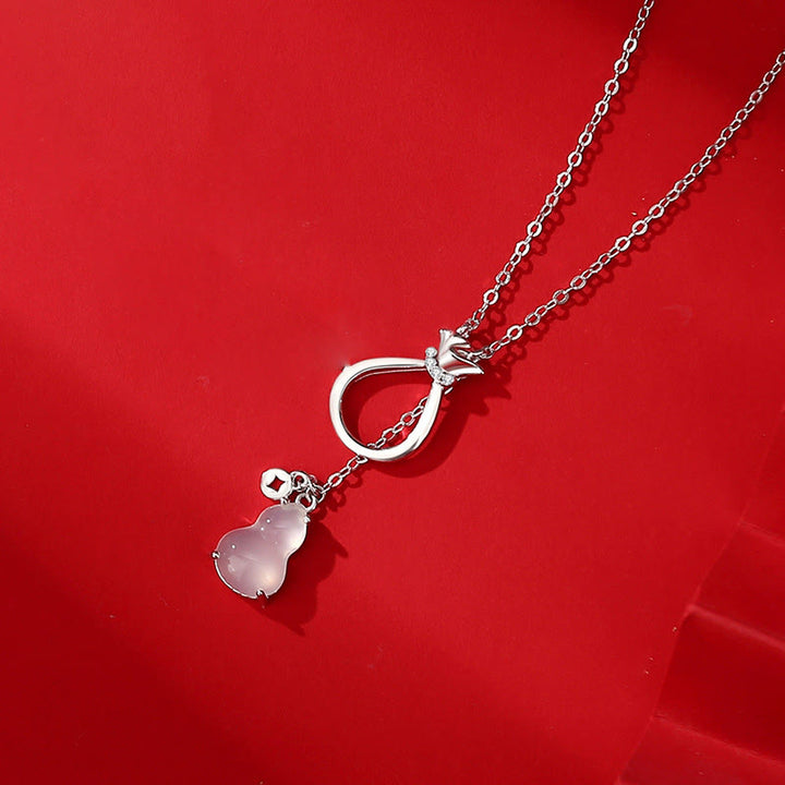 Collier pendentif porte-bonheur en argent sterling 925 Buddha Stones, agate rouge, calcédoine, gourde