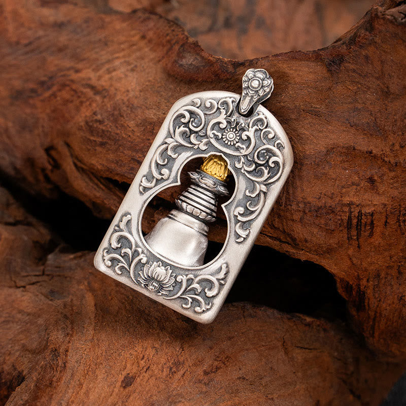 Collier pendentif de protection en argent sterling 925 avec Buddha Stones et oiseau tibétain Garuda Vajra Dorje