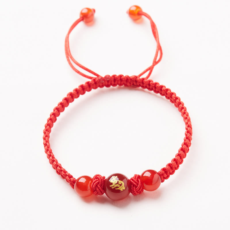 Bracelet de protection tressé en fil rouge Buddha Stones et agate rouge naturelle du zodiaque chinois - Agate rouge - Signe du zodiaque chinois - Lapin - image 13