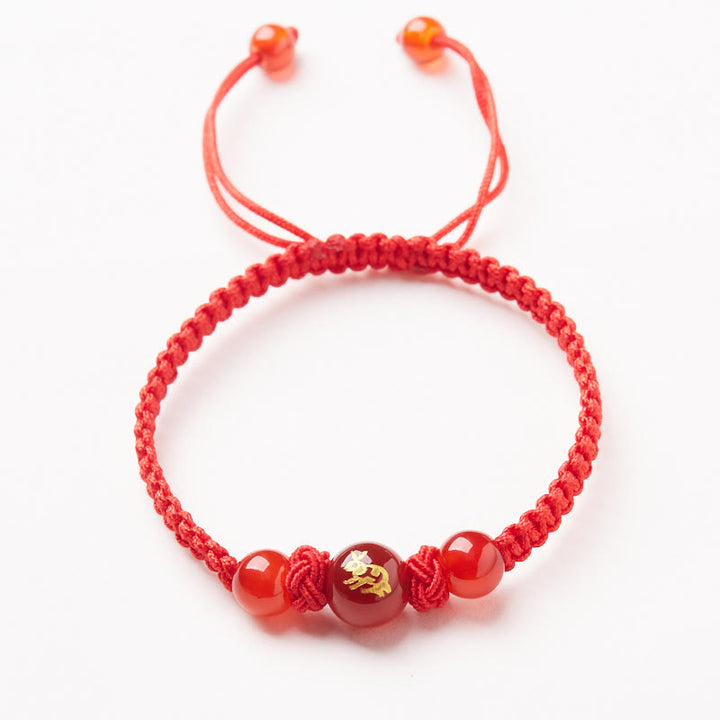 Bracelet de protection tressé en fil rouge Buddha Stones et agate rouge naturelle du zodiaque chinois - Agate rouge - Signe du zodiaque chinois - Lapin - image 13