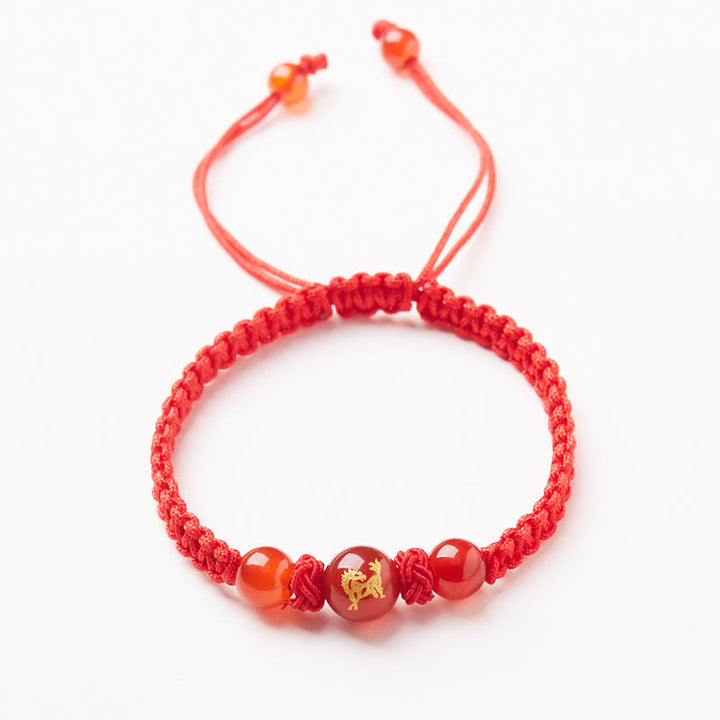 Bracelet de protection tressé en fil rouge Buddha Stones et agate rouge naturelle du zodiaque chinois - Agate rouge - Signe du zodiaque chinois - Cheval - image 15