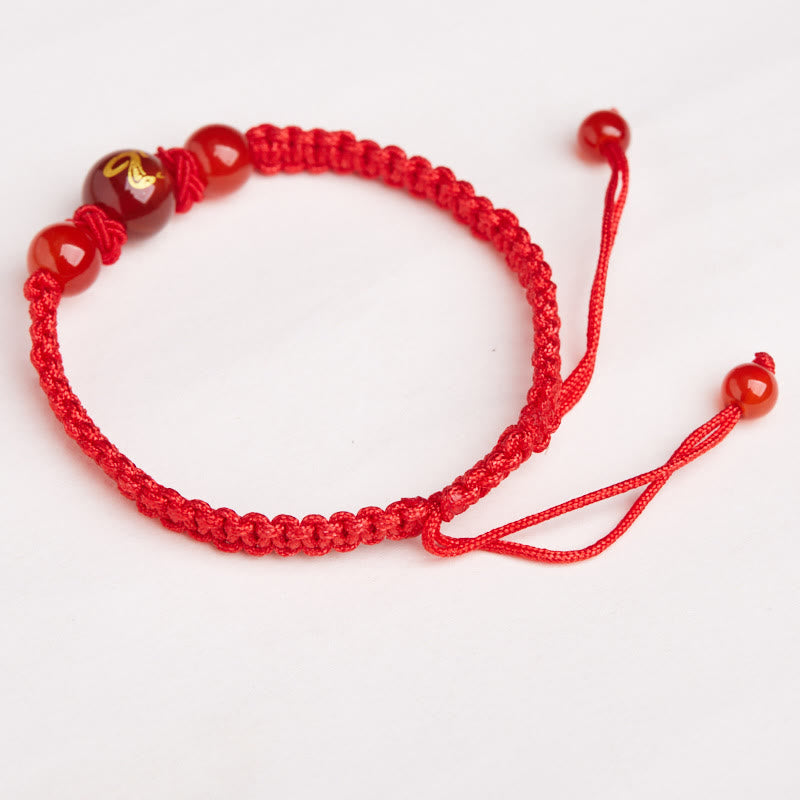 Bracelet de protection tressé en fil rouge Buddha Stones et agate rouge naturelle du zodiaque chinois - image 3