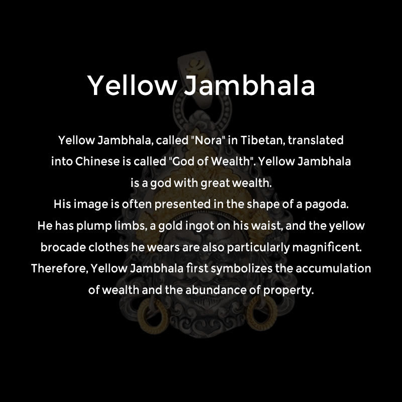 Collier pendentif en argent sterling 925 Buddha Stones et symbole du dieu de la richesse et de la protection Jambhala tibétain jaune