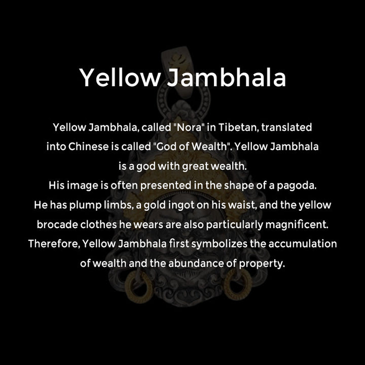 Collier pendentif en argent sterling 925 Buddha Stones et symbole du dieu de la richesse et de la protection Jambhala tibétain jaune