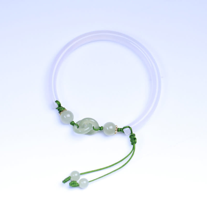 Bracelet en perles de jade Hetian en agate blanche naturelle de Buddha Stones entrelacées - image 9